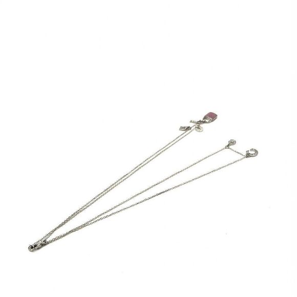 Chole Silver Double Layered Charm Necklace with Rhinestones - Picture 3 of 11